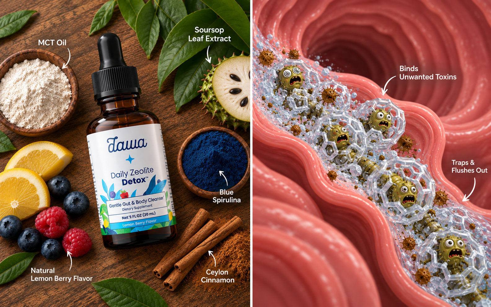 Dawa ingredients and how the zeolite binds and flushes out toxins